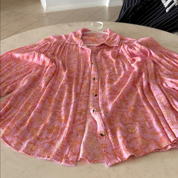 Billabong Pink and Orange Floral Blouse - Picture 1 of 8